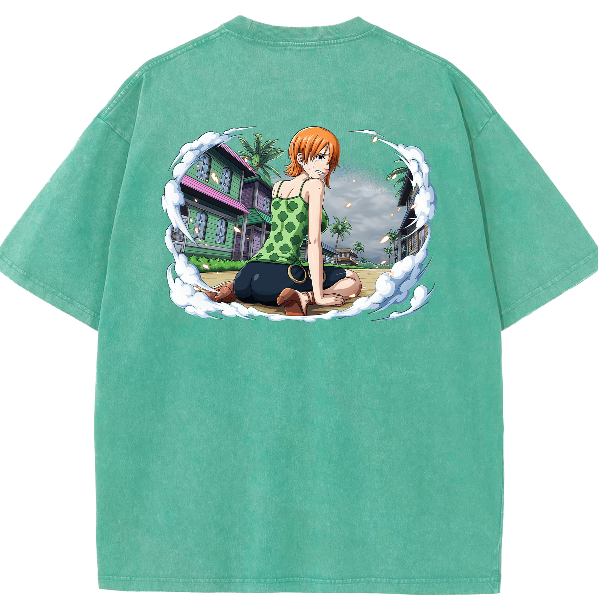 ワンピース ナミ ONE PIECE Nami 綿100% ヴィンテージ風 半袖Tシャツ（背面プリント）